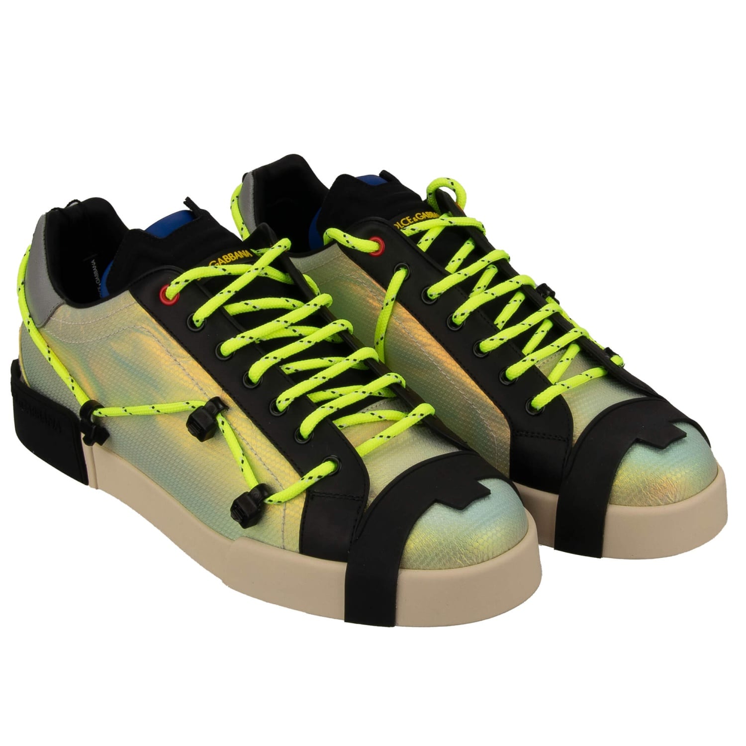 DOLCE & GABBANA Men DG Logo Lace Low Top Sneaker PORTOFINO Neon